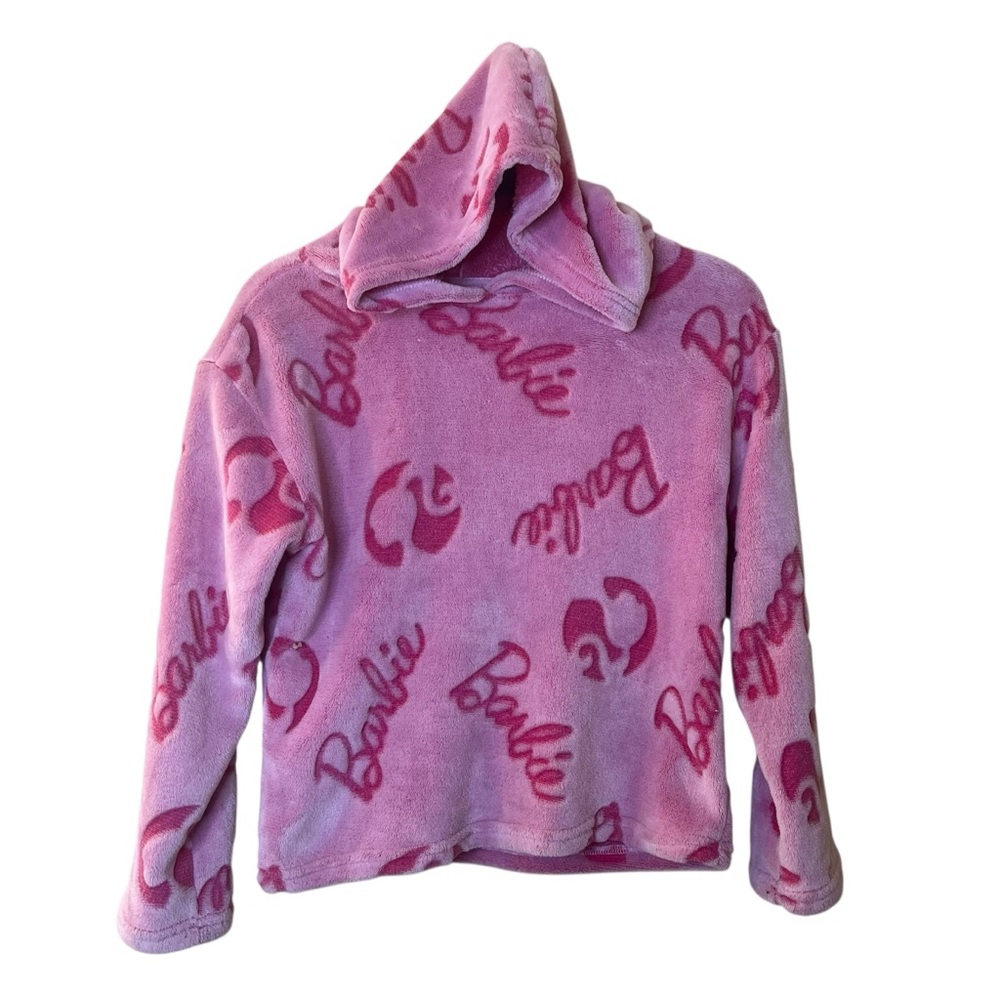 Barbie Pink Hooded Fleece Jacket - Girls Sz L 14